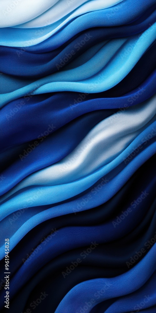 Poster an abstract image featuring smooth, flowing waves in shades of blue, creating a serene and calming a