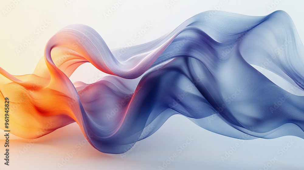 Poster abstract wave background, flow of multicolor colorful wave on white background. generative ai