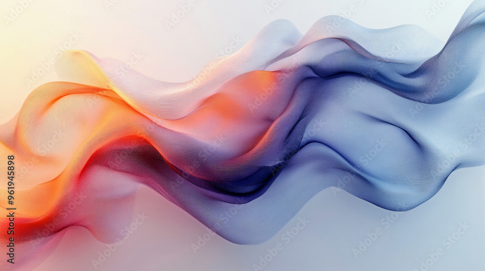 Poster abstract wave background, flow of multicolor colorful wave on white background. generative ai