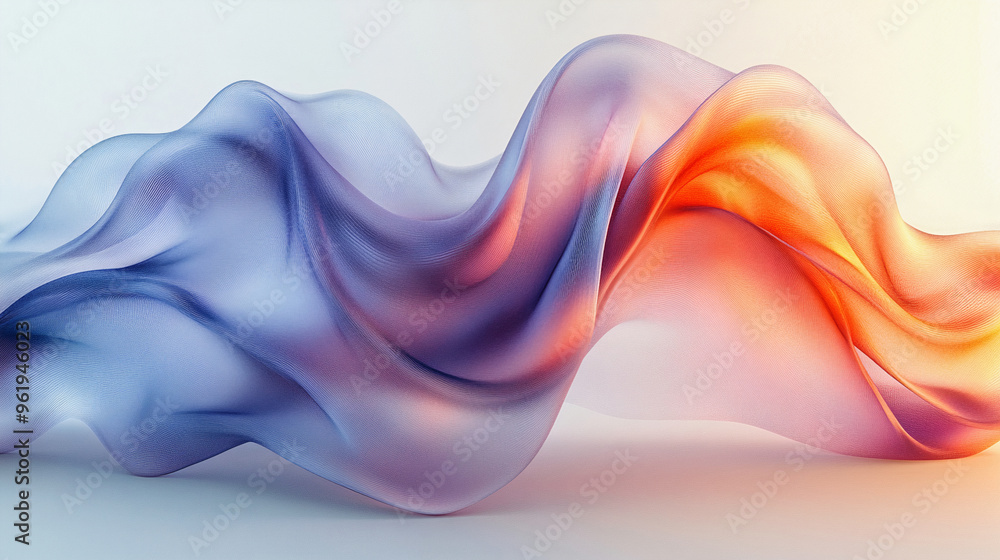Poster abstract wave background, flow of multicolor colorful wave on white background. generative ai