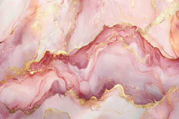 A soft pink and cream marble background with hints of gold and rose gold veins for an elegant abstract design.