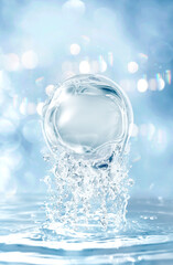 water splashing background and bubble molecule
