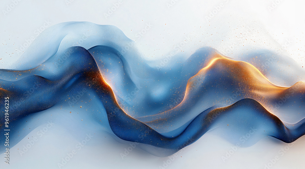 Poster abstract wave background, flow of multicolor colorful wave on white background. generative ai