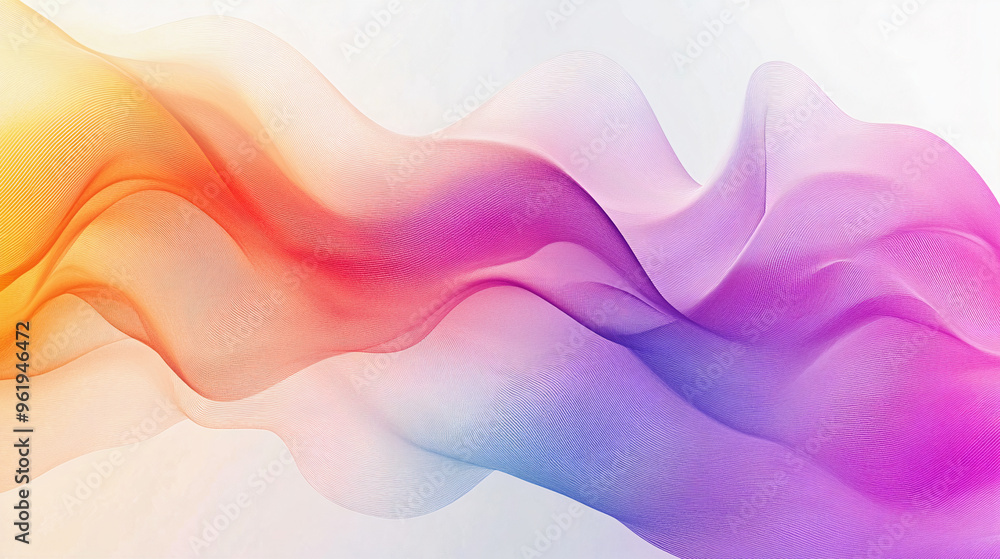 Poster abstract wave background, flow of multicolor colorful wave on white background. generative ai