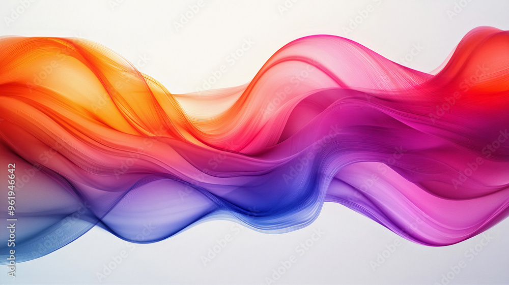 Poster abstract wave background, flow of multicolor colorful wave on white background. generative ai