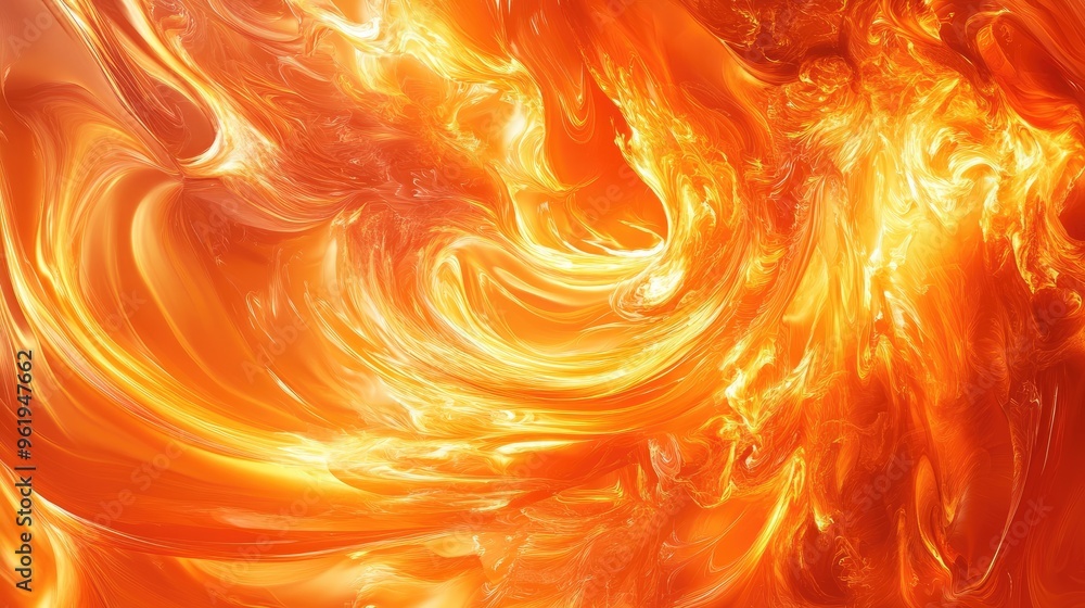 Poster fiery abstract design with flames in motion, twisting and flowing with dynamic energy, symbolizing h
