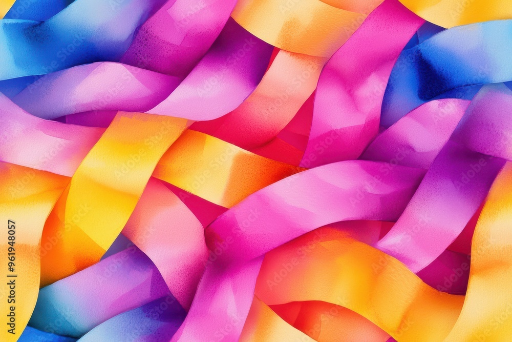 Poster colorful ribbons intertwine in a vibrant display, creating a lively and dynamic abstract background 