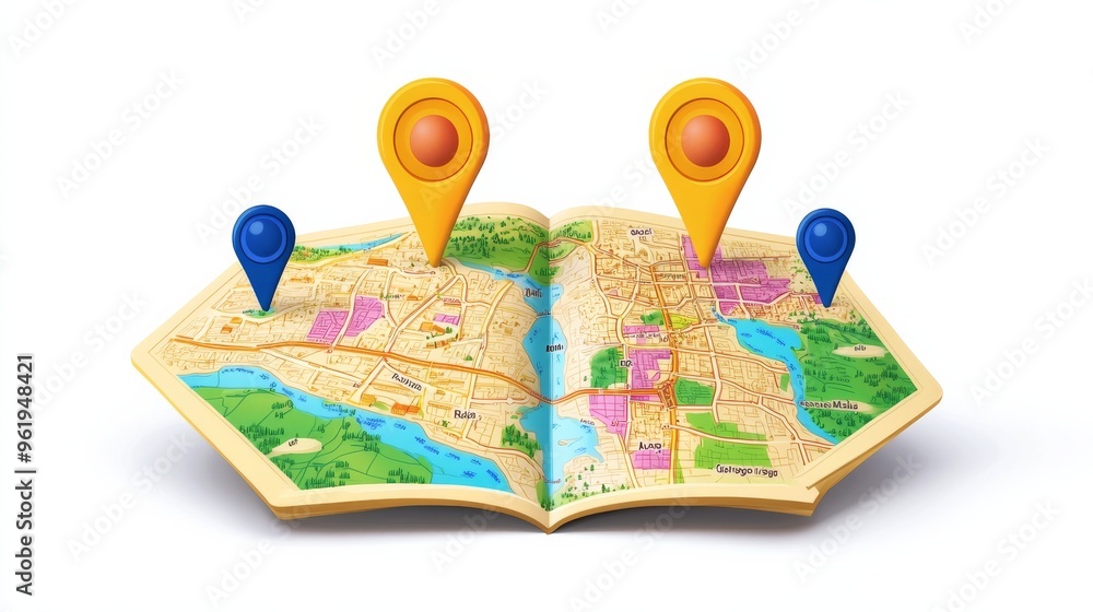 Poster open map with markers.