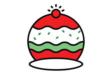 Christmas holiday snowball vector line art, clipart illustration with isolated on white background