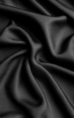 Fototapeta premium Elegant black fabric with a smooth texture, perfect for fashion, interior design, and artistic projects.