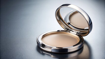 A close-up shot of a luxurious make up powder in a compact case, beauty, cosmetics, fashion, makeup, powder, product