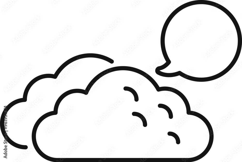 Poster cloud computing is talking with speech bubble showing data storage