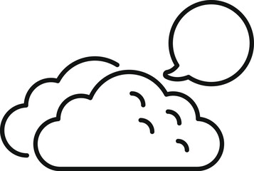 Cloud computing is talking with speech bubble showing data storage