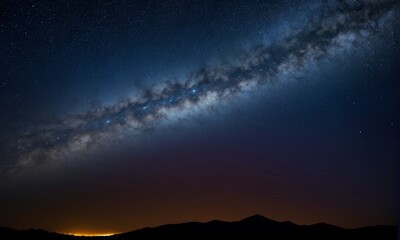 Fototapeta premium Milky Way and Shooting Stars Over Mountain Horizon