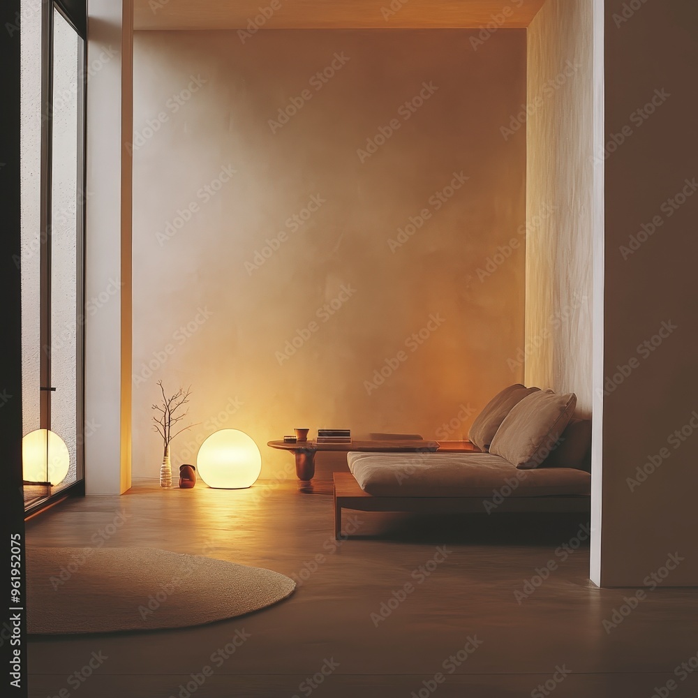 Poster serene atmosphere with soft diffused lighting for peaceful vibes