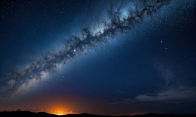 Obraz premium Milky Way and Shooting Stars Over Mountain Horizon