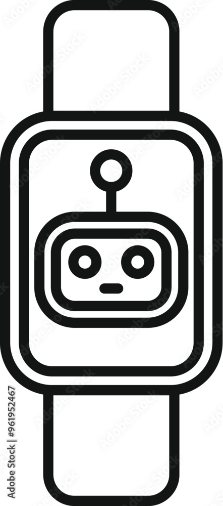 Poster simple vector icon of a smartwatch displaying a chatbot interface