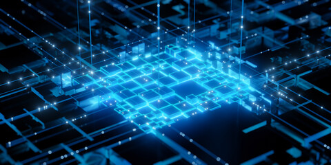 Futuristic digital grid with glowing