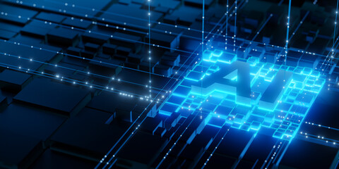 Futuristic AI digital grid