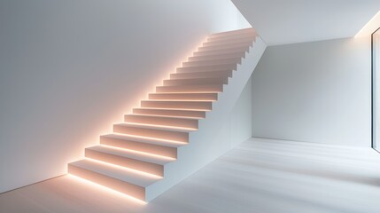Fototapeta premium Lighting Solutions for Open Staircases, Discuss how minimalist lighting can enhance open staircases in an open-concept layout.