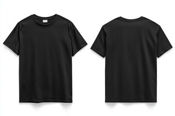 Naklejka premium Black Tshirt Mockup Front and Back Isolated created with Generative AI