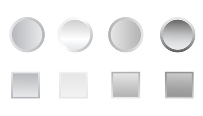 Set of square and round buttons