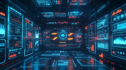 Futuristic Digital Interface Room.
