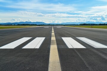 Taxiway markings lead to runway