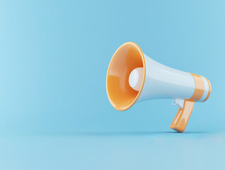 A vibrant megaphone against a blue background, symbolizing communication, announcements, and effective messaging.
