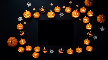 overhead view halloween scene black background space text