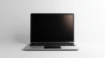 Fototapeta premium Laptop with Black Screen on White Background.