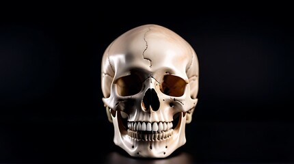 human skull teeth black background