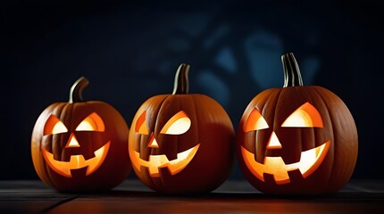 row carved jack lantern pumpkins halloween