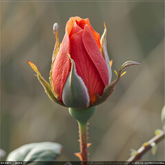 Fototapeta premium Close Up Photo of a Red Rose Bud