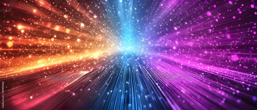 Poster dazzling array of colorful light beams in a futuristic energetic setting with a bright abstract high