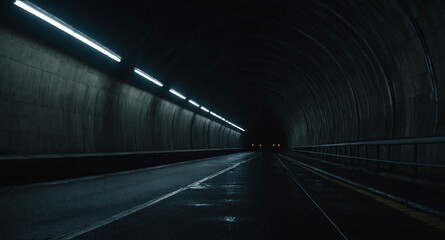 Dark tunnel with flickering lights background