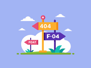 404 error concept with monster and sign Web Template