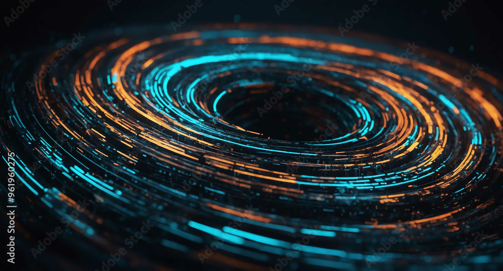Poster digital code streams glowing swirl abstract background