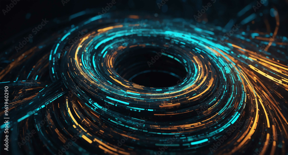 Poster digital code streams glowing swirl abstract background