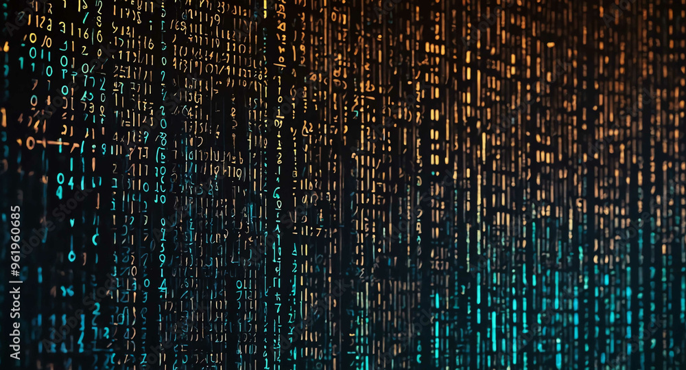 Poster digital matrix code glow abstract background