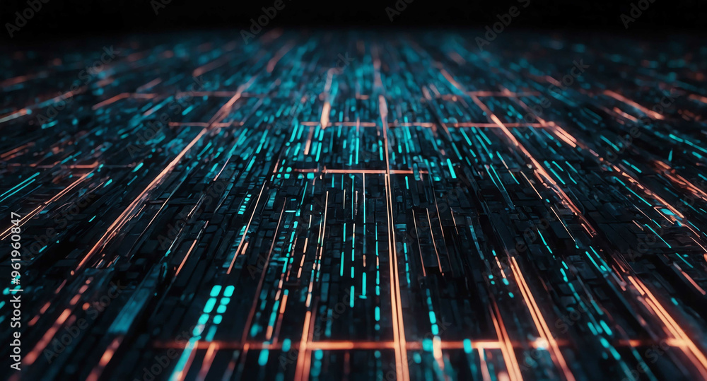 Aufkleber digital matrix pathways glowing abstract background