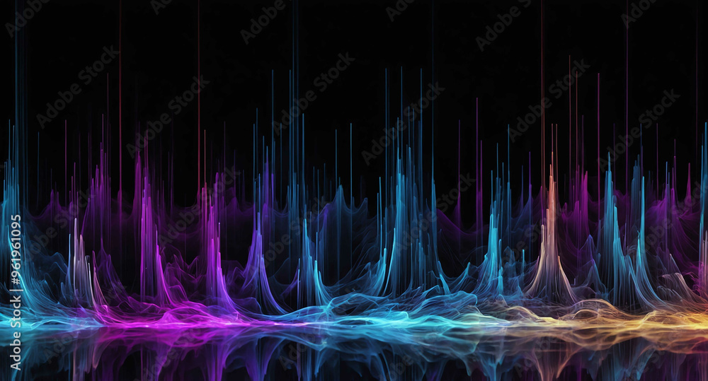 Poster digital network waveforms glow abstract background