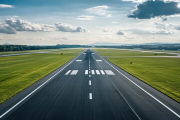 Vast airport runway prepared for planes
