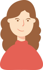Illustration of a nondescript person with brown hair in red attire.
