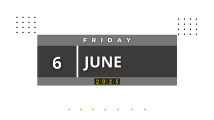 6 June 2025 Professional Calendar Agenda Page, Visual Calendar