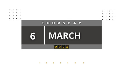 6 March 2025 Professional Calendar Agenda Page Design, Visual Calendar