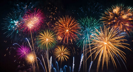 Fireworks with colorful glow abstract background