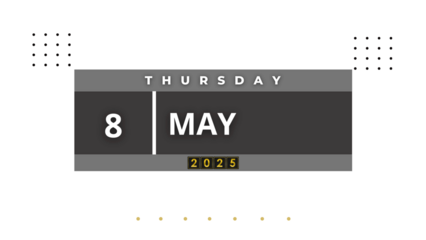 8 May 2025 Professional Calendar Agenda Design, black Visual Calendar