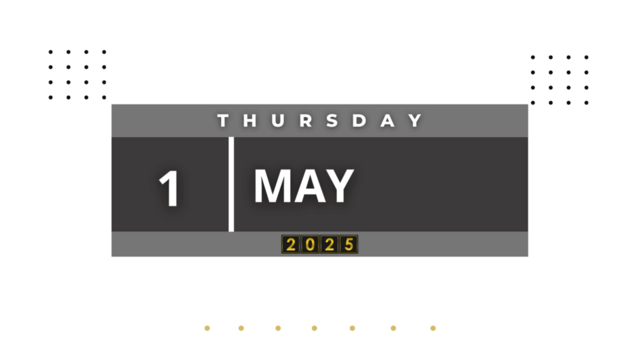 1 May 2025 Professional Calendar Agenda Design, black Visual Calendar