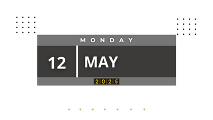 12 May 2025 Professional Calendar Agenda Design, black Visual Calendar